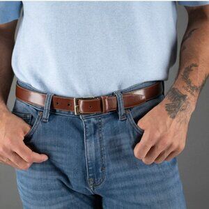 Trafalgar Brown Cortina Leather Easton Business Silver Buckle Classic 38 Belt